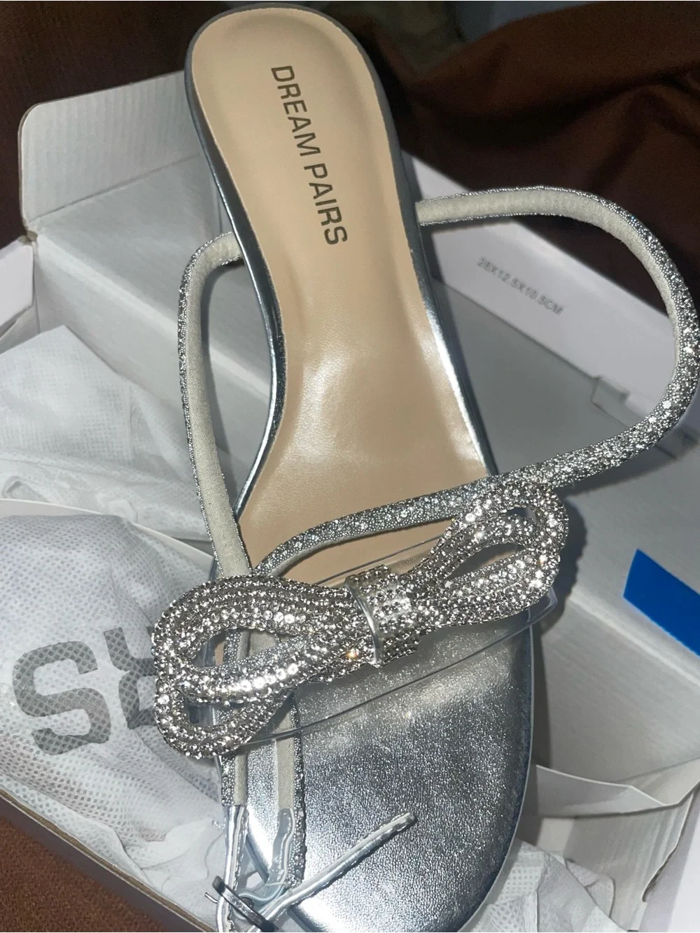 Dream Pairs Silver Glitter Strappy Heel Sandal